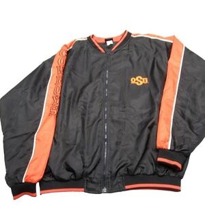 Vintage Oklahoma State Cowboys Jacket Mens XL Champs‎ Black Ripstop Full Zip USA